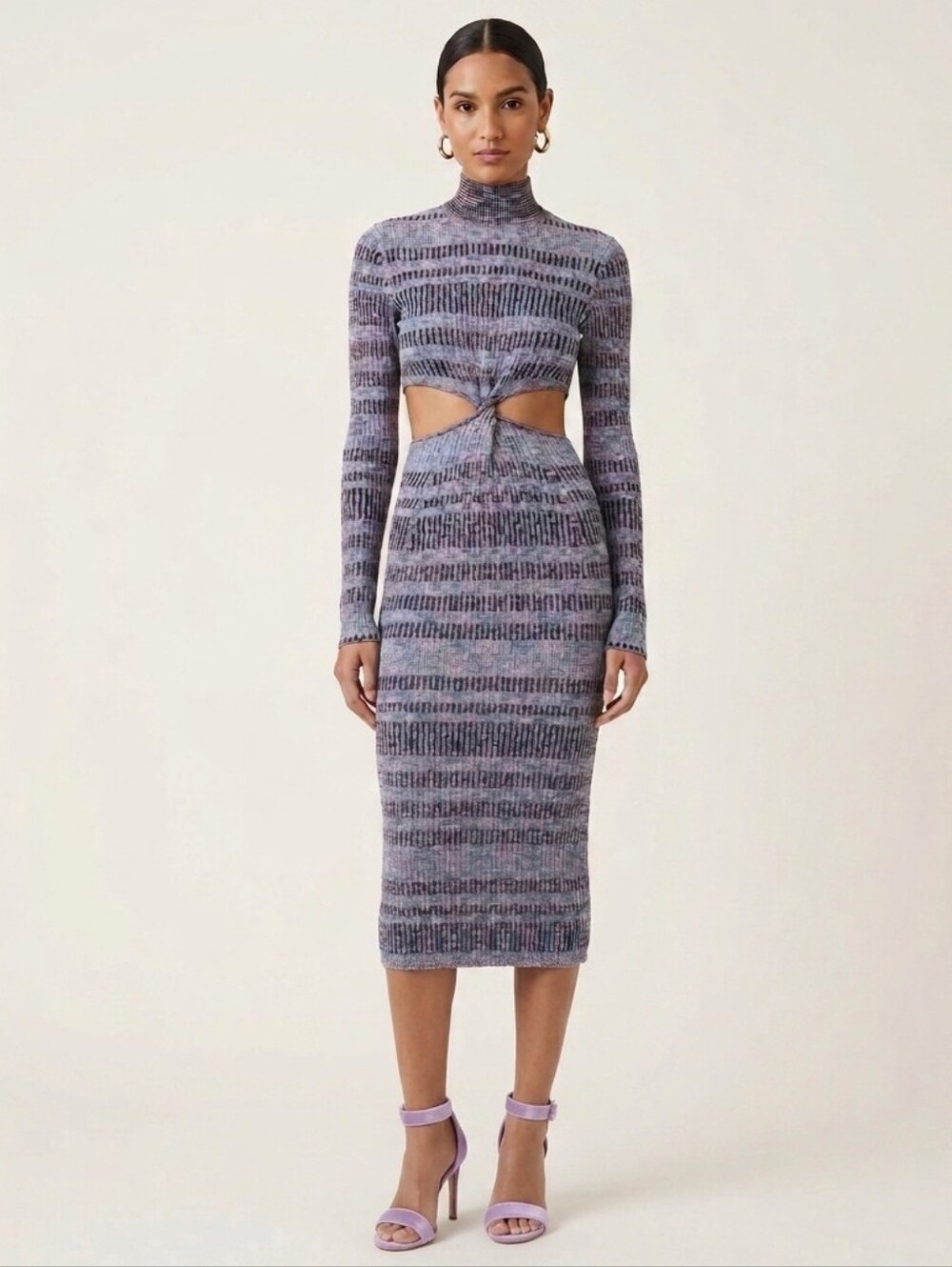 NWT Jonathan Simkhai Fable Midnight Space Dye Midi Sweater Cut Out Dress S